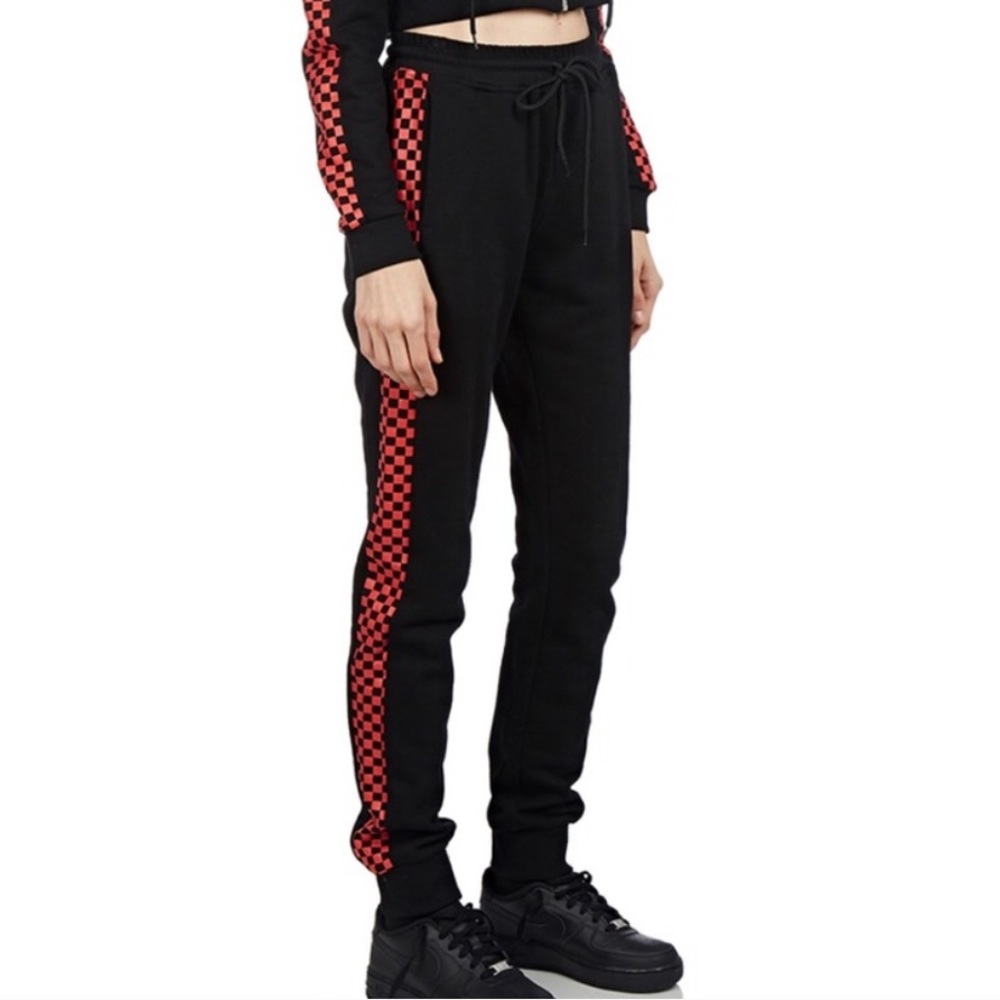 Danielle Guizio Red and Black checkered sweatpants